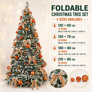 SHUANGYUAN Set di Alberi di Natale Artificiali Pre-Decorati Pieghevoli con Palline e Fiocchi in Lino 120-210cm - Product Image 1