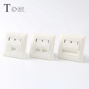 TOM-MB-29-02 German style faceplate rj11 <span class=keywords><strong>rj45</strong></span> 2 port modular keystone jack faceplate network CAT6 ace plate - Product Image 5