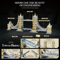 Reobrix 55018 9782PCS Juego de Bloques de Construcción del Puente de la Torre de Londres, Modelo de Ladrillos, Juguete Educativo Técnico de Plástico, Regalo Moderno para Festividades
