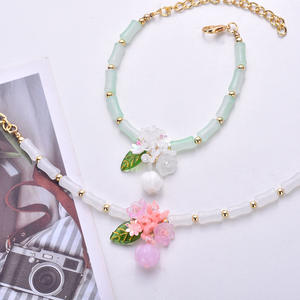 Nuevo collar de Mascota de flor de cuentas de arroz de estilo chino, collar de joyería de gato y perro de estilo antiguo pequeño y fresco - Product Image 5