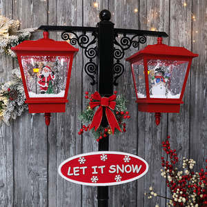 <span class=keywords><strong>Farola</strong></span> Doble Vintage Navideña con Nieve y Luces LED Blancas Cálidas - Product Image 5