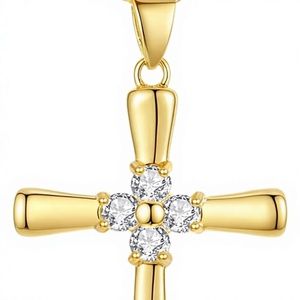 Collier en argent sterling S925 plaqué or avec cadre en forme de croix chrétienne, pendentif léger de luxe en moissanite pour femme, idéal pour un anniversaire - Product Image 3
