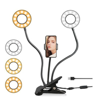 Lampe de bureau LED métallique flexible et réglable en gros avec deux anneaux lumineux et un support pour salon et bureau Blanc/Noir