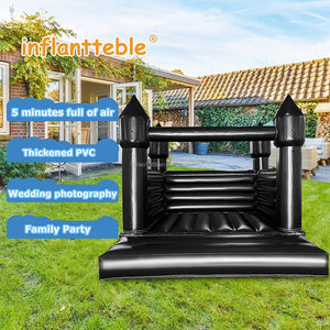 Maison de château gonflable de rebond de maison de rebond de mariage noir au meilleur prix avec ventilateur - Product Image 1