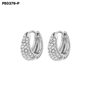 Pendientes de aro Amy Amy Fashion, chapados en plata, con cristales de imitación y engaste pavé, joyería de fiesta para mujer PE0379 - Product Image 1