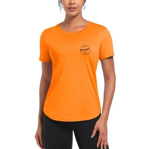 2024 T-Shirt en polyester personnalisé pour femmes T-shirt d'entraînement de yoga de sports d'été à séchage rapide avec ourlet incurvé Nouveaux produits en gros - Product Image 5