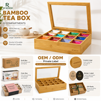 Boîte à thé en bois personnalisée, boîte de rangement pour sachets de thé à 5 compartiments avec couvercle, OEM ODM, étiquette privée