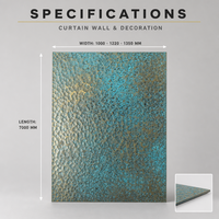 Plaque en acier inoxydable concave-convexe martelée en cuivre vert personnalisée pour murs-rideaux et décoration intérieure
