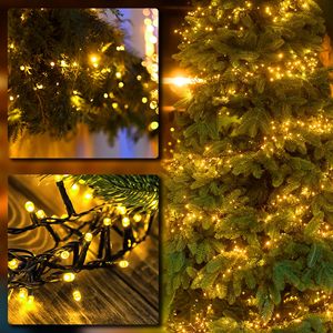 Guirlande lumineuse LED d'extérieur étanche pour fêtes de Noël, décorations de vacances, fil noir vert foncé, guirlande de fêtes d'intérieur - Product Image 6