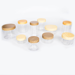 Lọ Gỗ Nhựa Lọ Tẩy Tế Bào Chết Hộp Đựng Chất Nhờn 4 Oz 6 Oz 8Oz Bằng Nhựa PET Rỗng Có Nắp Vặn Bằng Gỗ Tre - Product Image 1