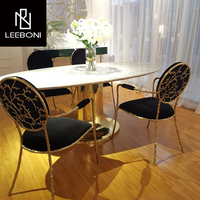 Chaises de salle à manger modernes en acier inoxydable avec cadre doré Mobilier de salle à manger en tissu de luxe design italien