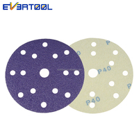 Disque de ponçage à crochets et boucles EVERTOOL, disque de ponçage en céramique violet, papier abrasif multi-trous de qualité supérieure pour ponçage universel sans poussière