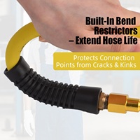 Tuyau d'air hybride en polymère extrêmement flexible 3/8"x50ft avec raccord rapide et ensemble de connecteurs pour outils pneumatiques et applications automobiles