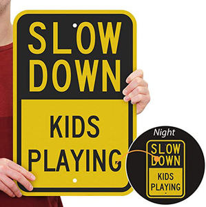 Panneaux de signalisation routière en aluminium sur mesure. Attention : Panneaux d'identification des enfants. Taille standard : 12*18 pouces. - Product Image 3