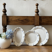 Assiette à dessert en porcelaine bleue à motif végétal rétro français, forme ovale à bordure en pétales, passe au micro-ondes, pour la maison, le restaurant, les mariages