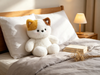 Peluche chat calico, jouet en peluche doux et moelleux, poupée chaton pour la décoration de la chambre et de la maison