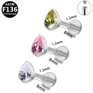 <b>Titanium</b> Beauty Mini Multi-color Lip <b>Stud</b> F136 Ear Cartilage <b>Stud</b> Flat Earring With Internal Thread For Piercing Jewelry - Product Image 5