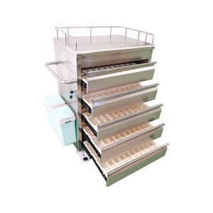 Stainless Steel Medicine Delivery Cart 650x440x800mm Five Tier With <b>Worktable</b> Central Lock Hospital Furniture - Product Image 1