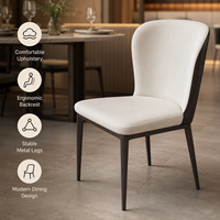 Chaise de salle à manger de luxe moderne avec dossier ergonomique et pieds en métal or rose - Revêtement en cuir PU pour la maison, l'hôtel, le restaurant