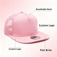Casquette Trucker à 6 Panneaux à Visière Plate en Maille, Logo Brodé Personnalisé, Style Hip Hop, Tissu Tissé, Grande Taille, Unisexe, Chapeau Urbain, Vente en Gros
