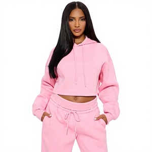 New Arrival <b>Women</b> Pullover Crop Top Hoodie Soft Sweatshirt <b>Women's</b> Work Out Sets Winter <b>Cropped</b> <b>Hoodies</b> - Product Image 1