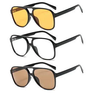 Gafas de sol cuadradas para hombre y mujer, lentes de sol cuadradas para exteriores, estilo piloto clásico, a la moda, con degradado, UV400, de gran tamaño, de marca de diseñador Vintage