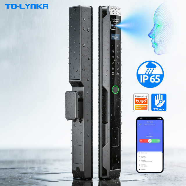 Fingerprint Water Proof Electric TTlock Quality 3d Face Recognition Tuya Digital Slim Smart Sliding Glass Aluminum Door Lock