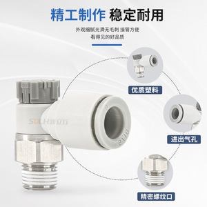 Vanne de régulation de vitesse à verrouillage par poussée de type coude universel AS1201F/1211F/1301F/1311F/M5, structure de vanne pneumatique/solénoïde/manuelle, OEM - Product Image 3