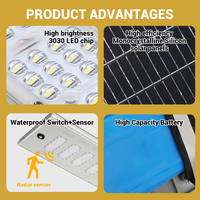 Vente flash : lampadaire solaire LED tout-en-un avec capteur radar, éclairage routier extérieur, étanche IP65, 100 watts, 150 watts, 200 watts, 300 watts