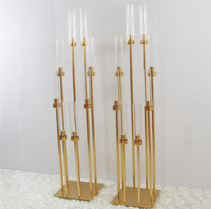 ขายส่งหรูหรา <span class=keywords><strong>8</strong></span> แขนโลหะทองเชิงเทียนตาราง Centerpieces โคมไฟระย้าสําหรับงานแต่งงานหน้าแรกตกแต่งเครื่องประดับ - Product Image 2