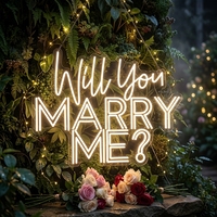 Papan Lampu Akrilik Kristal Jernih Terkemuka di Industri Dropshipping dengan Tulisan Marry Me untuk Kejutan di Atap Tempat Acara - Model Pilihan Arsitek