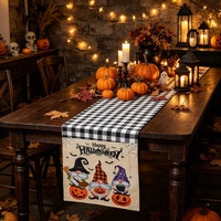 Décorations d'Halloween, Nappe de Table en Lin, Chemin de Table Imprimé Numérique, Lavable, Style Américain, Luxe Léger, Haut de Gamme, Décoration de Fête pour la Maison