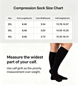 Chaussettes de compression quotidiennes pour le soulagement des jambes fatiguées, des varices et des gonflements, à hauteur du genou, pour mollets larges, avec bout sans couture et bord côtelé - Product Image 6
