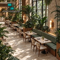 Ensemble de banquettes de restaurant personnalisables en cuir vert rembourré, table à manger en pierre frittée, chaises de restaurant, OEM ODM, vente en gros