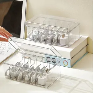 Plastikkabel-Speicherbox Kabel-Organisator-Hülle mit Deckel für Heim-Bürozubehör, Elektronikzubehör, USB