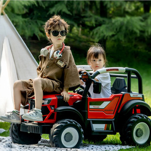 Tractor eléctrico infantil azul y naranja de 4 ruedas para niños de 2 a 4 años - Product Image 2