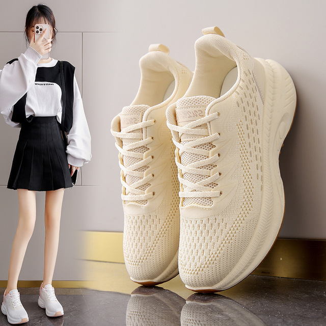2025 Spring New Student Sneaker Ins Korean Version Flying Shoes for Fitness Breathable Mesh for Running Leisure Street Use-K2512