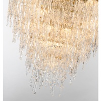 Lustre en verre artisanal doré de grande taille, élégant luminaire de plafond à cascade pour salon de luxe