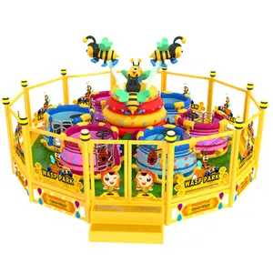 Children amusement park rides rotating happy spray ball honey bee tea cup carousel rides for sale