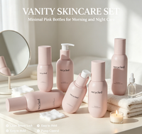 Flacon pompe en plastique blanc carré de luxe PET 30/60 ml, ensemble d'emballage pour soins personnels, soins de la peau, flacon d'huile essentielle pour le visage, cosmétique