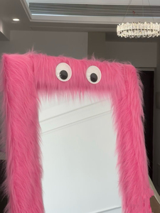 Miroir pleine longueur doux avec cadre en peluche et yeux <span class=keywords><strong>de</strong></span> dessin animé pour chambre à coucher, chambre d'enfant, décoration intérieure - Vente en gros - Product Image 3