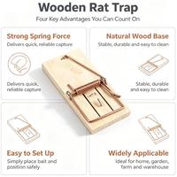 Perangkap Tikus Kayu Tahan Lama dengan Pegas Baja Sensitivitas Tinggi untuk Pengendalian Hama Rodent di Dalam dan Luar Ruangan.