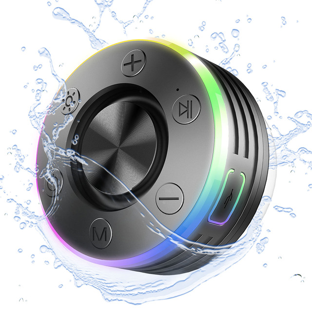 P IPX7 Waterproof Blue Tooth Speakers Shower Speakers With Light Show,Built-in Microphone,Shower FM Radio,suction Cup Speaker