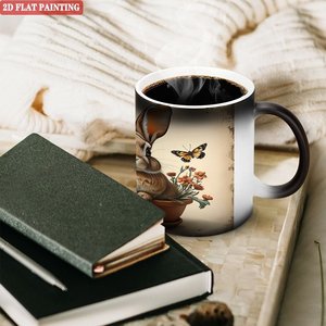 Mug à café en céramique noire givrée de 11 oz, à poignée épaisse et solide, antidérapant, changeant de couleur à la chaleur - Product Image 3