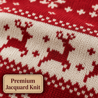 Ensemble de pulls de Noël en tricot style nordique pour la famille, motif rennes rouges festifs, pulls de Noël assortis, fabricant OEM personnalisé