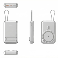 Nouvelle batterie externe magnétique 10000 mAh 2026 avec câble intégré, support pliable, charge rapide PD 22,5 W, certifiée CE RoHS FCC, chargeur portable