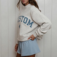 Sweat à capuche surdimensionné en coton pour femme, brodé sur mesure, col rond, tricoté, design de créateur, ensemble unisexe, personnalisation avec logo