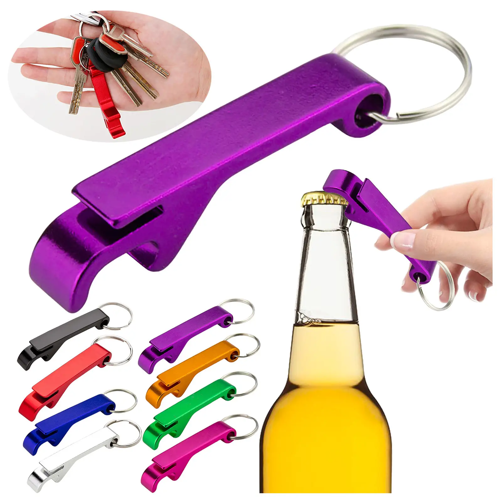 Portable Beer Opener Bottle Can Wine Beverage Opener Capgun Keychain Mini Pocket Key Ring Kitchen Gadgets Party Accessories