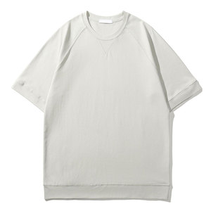 T-shirt surdimensionné en coton mélangé, manches courtes, couleur unie, décontracté, respirant, design personnalisé, pour hommes. - Product Image 6