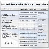 ZOC Acero inoxidable No Rust Gold-Coated Doctor Blade para máquina de impresión offset flexográfica de huecograbado